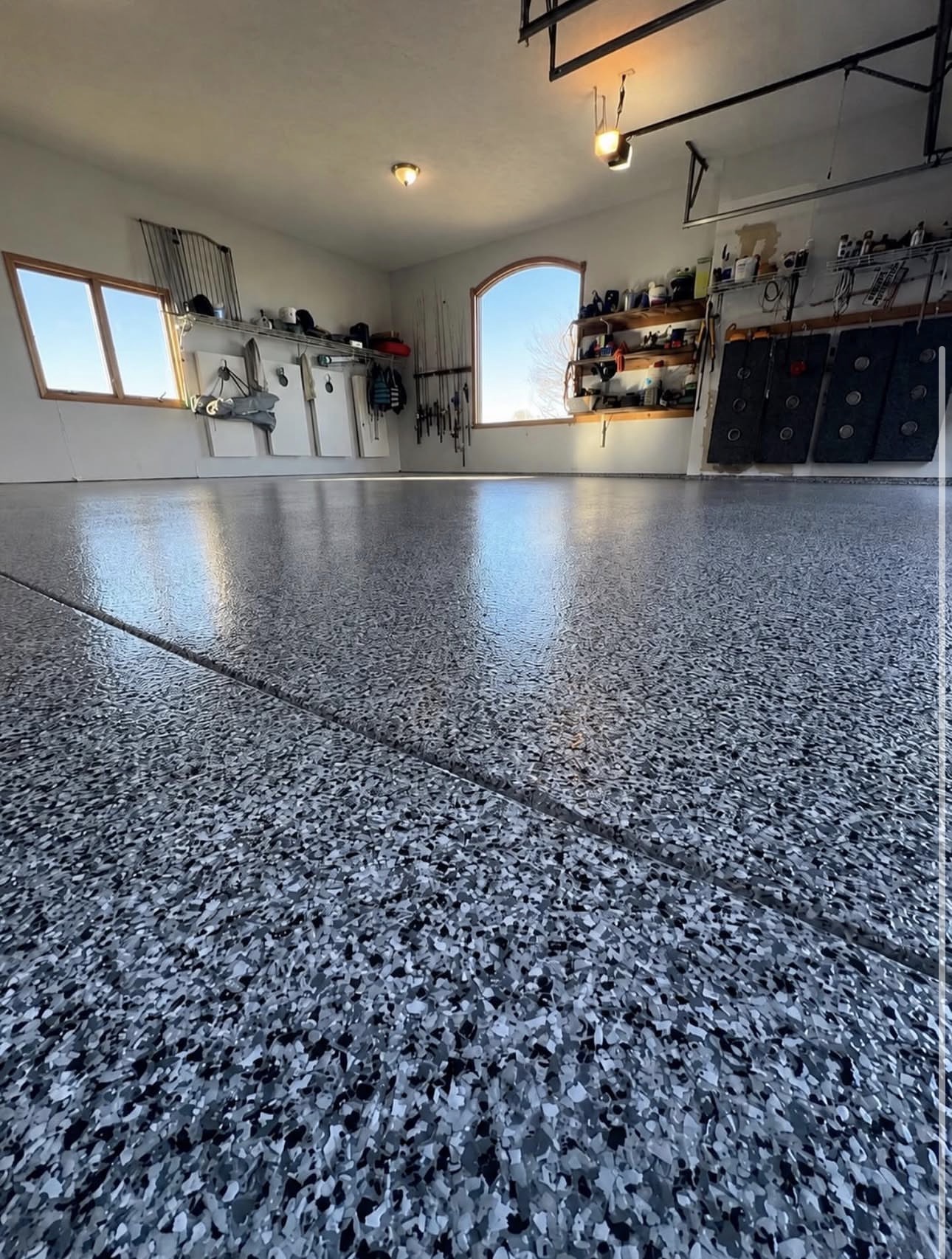 Epoxy flake garage floor install
